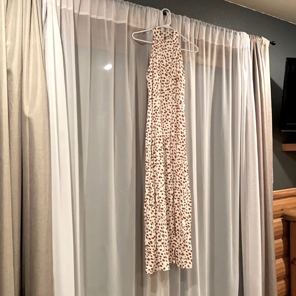 Rust polka dot maxi dress